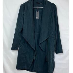 NWT Max Women's Size XS Green Long Sleeve Green Gables Open Front Tie Jacket